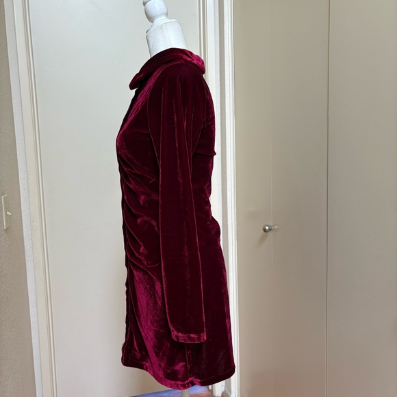 HOUSE OF HARLOW 1960 RED VELVET RUCHED FRONT DRESS DARK ROMANTIC WIMSIGOTH - Picture 4 of 14